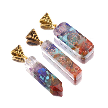 Retro Reiki Chakra Crystal Pendants