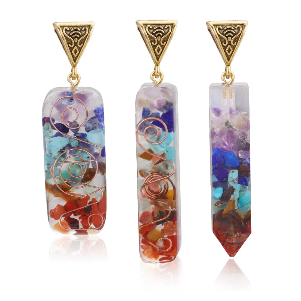 Retro Reiki Chakra Crystal Pendants