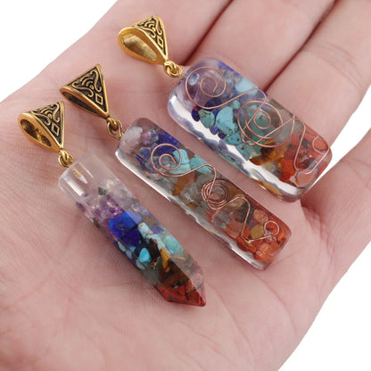 Retro Reiki Chakra Crystal Pendants