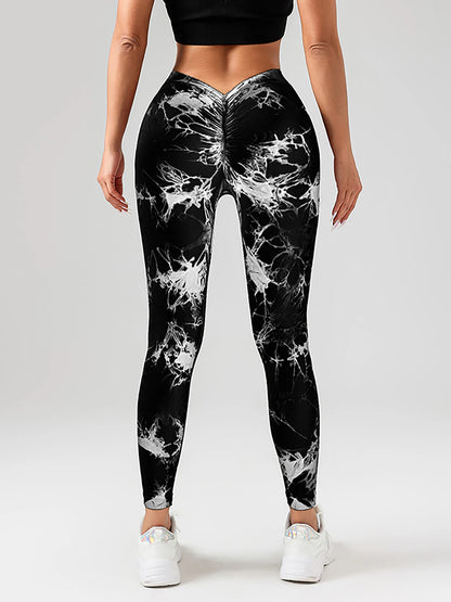 Spandex Tie-Dye Scrunch Butt Yoga Pants