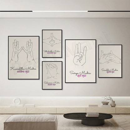 Mudra Hand Line Art Poster