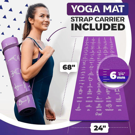 Yoga Mat with Illustrated Poses