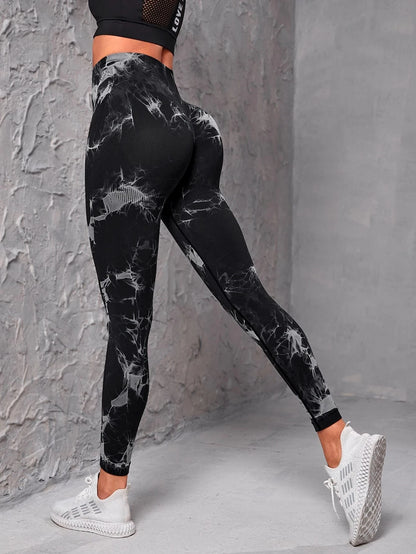 Seamless Tie-Dye High-Waist Yoga Pants